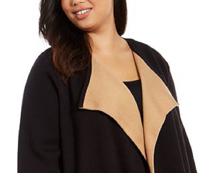 Cardigan Alfani Plus Drape-Front, Preto, Tamanho 2XL