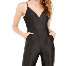 Bebe Women's True Satin Skinny Fit Jumpsuit Black Size Medium