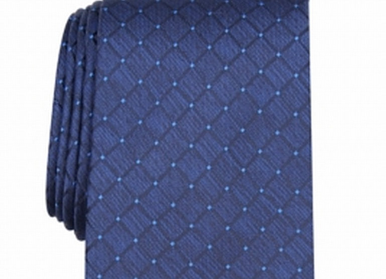 Gravata Perry Ellis Masculina Meira Classic Grid Dot Azul Tamanho Regular