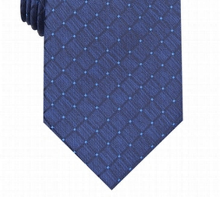 Gravata Perry Ellis Masculina Meira Classic Grid Dot Azul Tamanho Regular