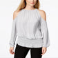 Blusa Alfani Feminina Smocked com Ombros Vazados Cinza Tamanho Pequeno P/M