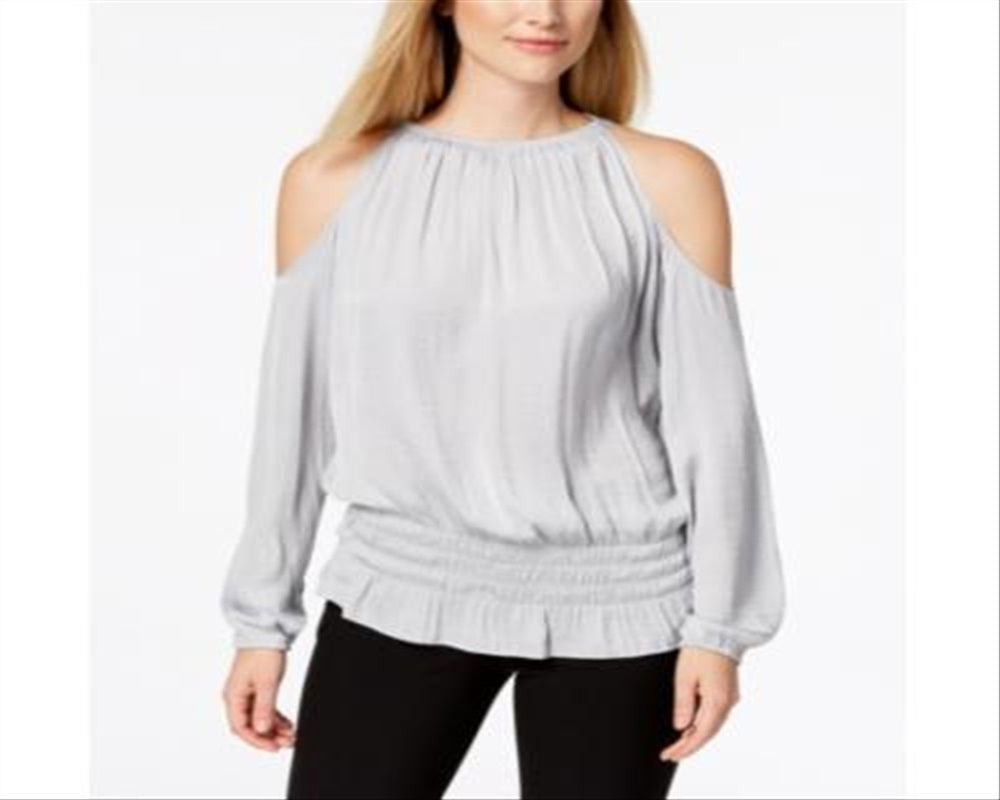 Blusa Alfani Feminina Smocked com Ombros Vazados Cinza Tamanho Pequeno P/M