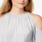 Blusa Alfani Feminina Smocked com Ombros Vazados Cinza Tamanho Pequeno P/M