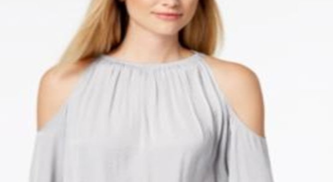 Blusa Alfani Feminina Smocked com Ombros Vazados Cinza Tamanho Pequeno P/M