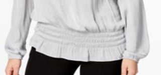 Blusa Alfani Feminina Smocked com Ombros Vazados Cinza Tamanho Pequeno P/M