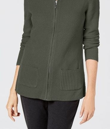 Karen Scott Suéter Feminino com Zíper Frontal Verde Tamanho Pequeno GG