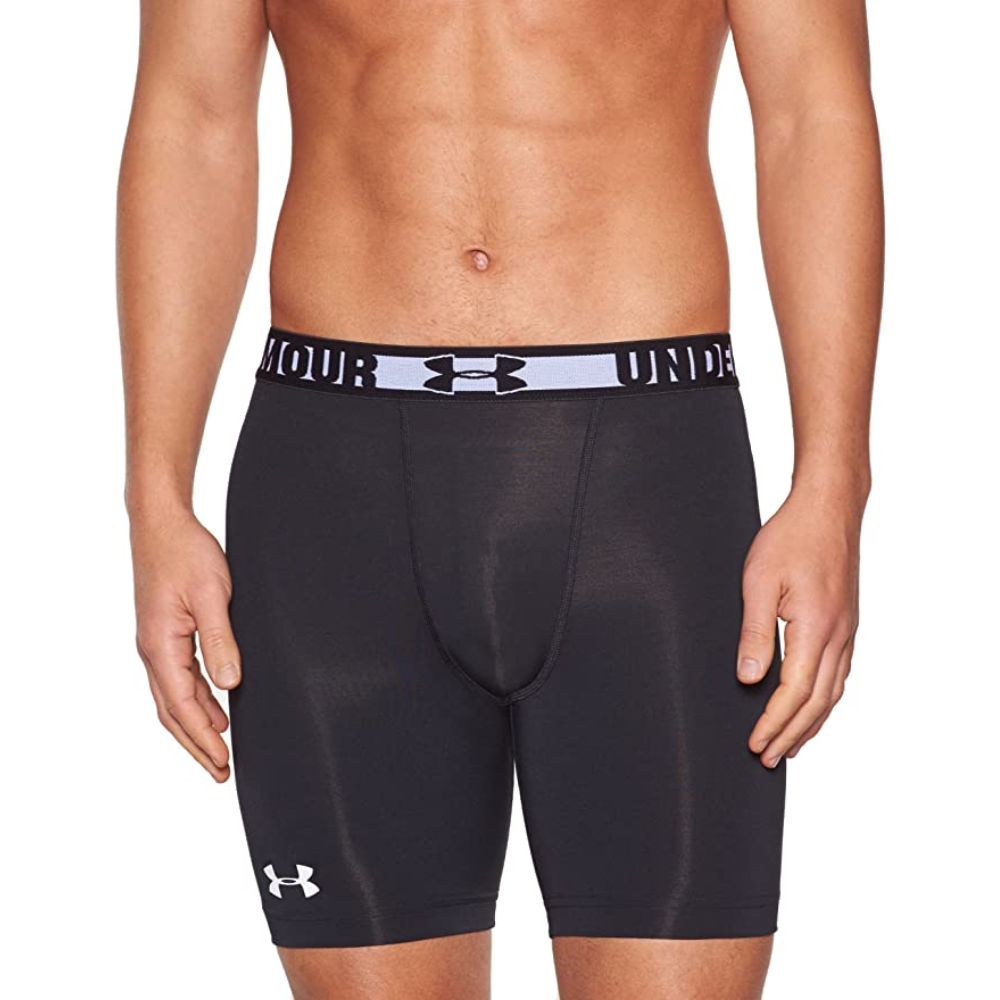 Shorts de compressão Under Armour HeatGear® Sonic masculino, tamanho grande, cinza mesclado, tamanho G