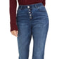 Calça jeans feminina de cintura alta com botões e corte bootcut da INC International Concepts, azul, tamanho 16