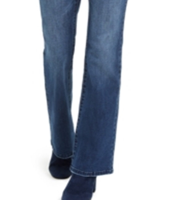 Calça jeans feminina de cintura alta com botões e corte bootcut da INC International Concepts, azul, tamanho 16