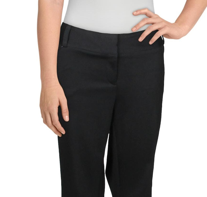 Calça feminina Alfani com perna larga e cano alto, preta, tamanho 12, pequena