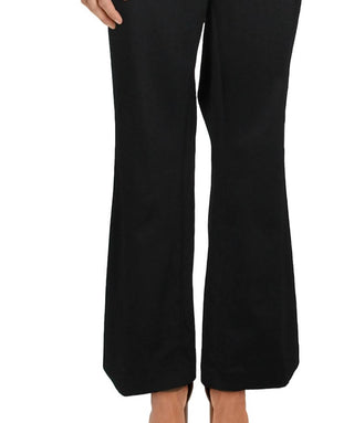 Calça feminina Alfani com perna larga e cano alto, preta, tamanho 12, pequena