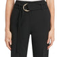 Calça social feminina DKNY cintura alta com cinto elástico, preta, tamanho 16