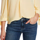 Top CeCe Feminino com Gola Franzida e Manga Amarrada, Amarelo, Tamanho Pequeno