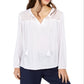 Charter Club Blusa de linho feminina com ilhós e borlas, tamanho XXG