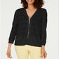 Cardigan feminino listrado Pointelle Charter Club, preto, tamanho grande