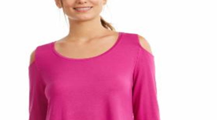 JM Collection Top Feminino com Ombros Vazados Rosa Tamanho Pequeno