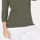 Karen Scott Blusa de algodão feminina com decote redondo, verde, tamanho pequeno e pequeno
