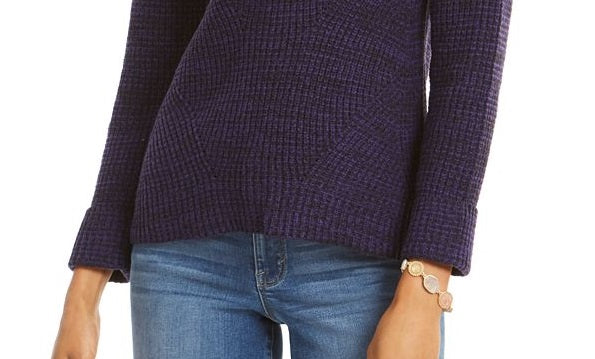 Suéter feminino de gola redonda mesclado estilo &amp; co, cor couve escura, tamanho extrapequeno
