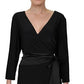Vestido de coquetel feminino Lauren Ralph Lauren com amarração frontal, preto, tamanho 4
