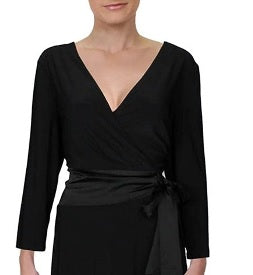 Vestido de coquetel feminino Lauren Ralph Lauren com amarração frontal, preto, tamanho 4