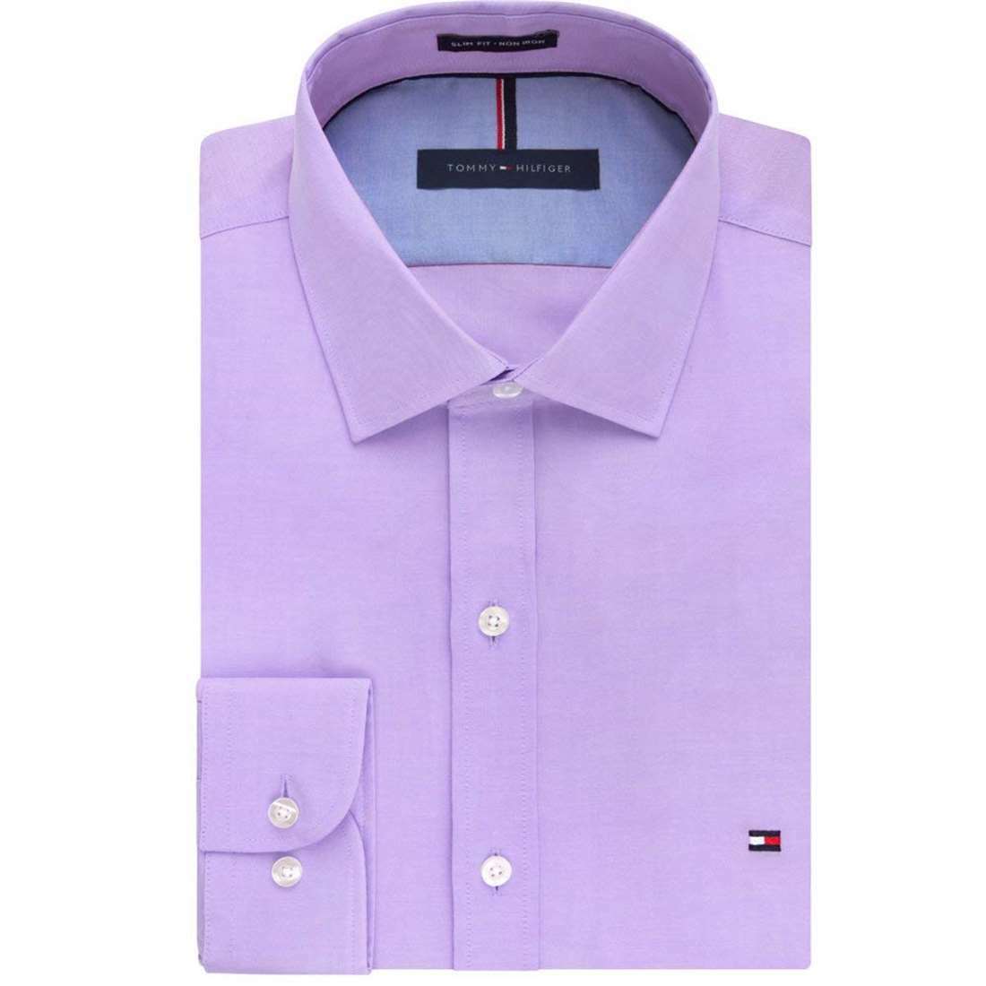 Camisa social masculina Tommy Hilfiger Slim Fit Stretch Check Roxa Tamanho GG