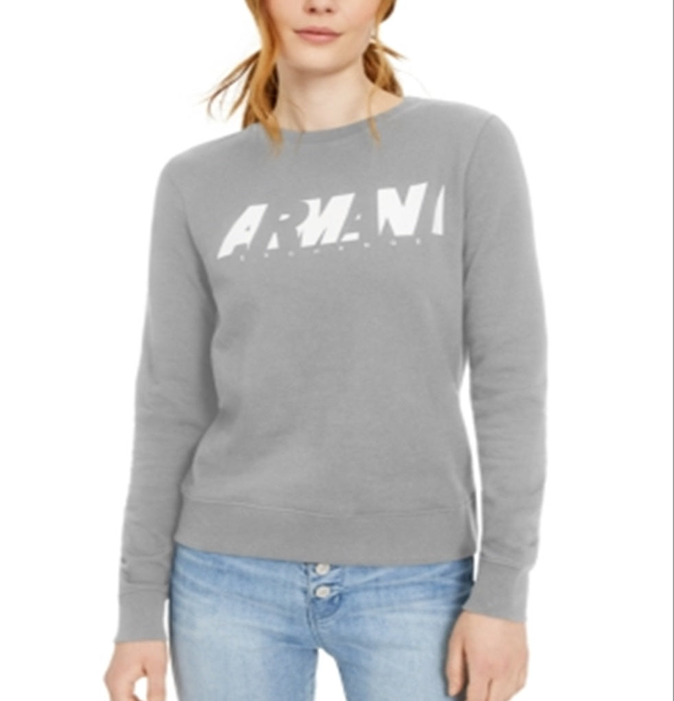 A|X Armani Exchange Moletom feminino de algodão com logo gráfico cinza tamanho XS