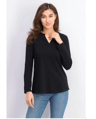 Charter Club Supima Top Feminino com Gola Aberta, Preto, Tamanho Pequeno