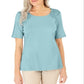 Blusa de crochê de algodão feminina Karen Scott, azul, tamanho grande