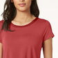 Camiseta feminina Alfani com acabamento em cetim, tamanho P, vermelha