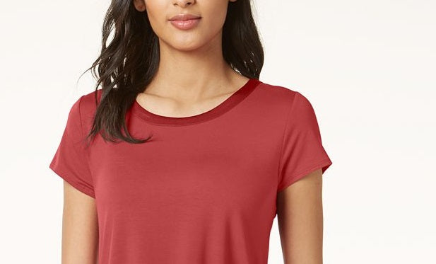 Camiseta feminina Alfani com acabamento em cetim, tamanho P, vermelha