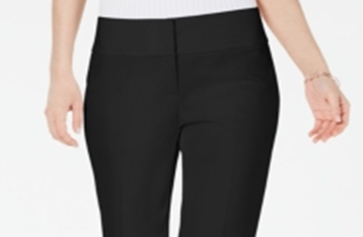 Calça feminina Alfani Cropped com renda e detalhes em preto, tamanho 8 Petite