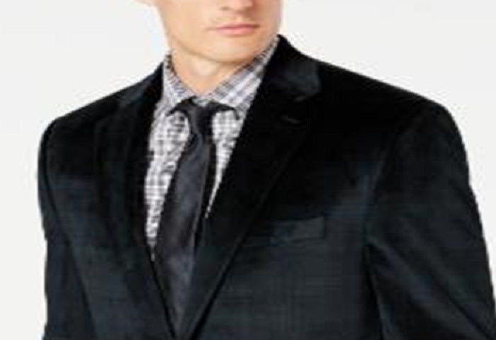 Ralph Lauren Masculino Classic Fit UltraFlex Stretch Xadrez Veludo Esportivo Preto Tamanho 42