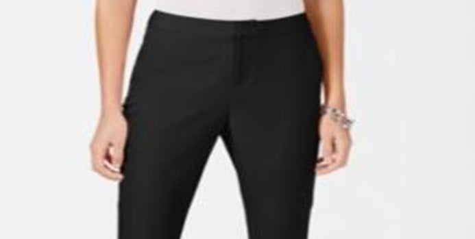 Calça feminina justa, cintura média, preta, tamanho 16, da INC International Concepts