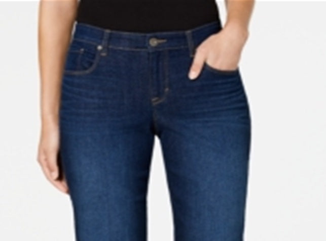 Calça jeans estilo boyfriend feminina, estilo curvy fit, azul, tamanho 18