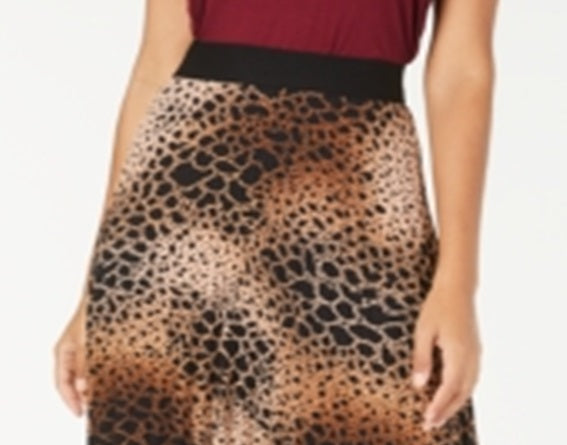 Saia MIDI plissada estampada feminina Alfani marrom tamanho pequeno pequeno