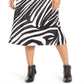 Saia midi alfani feminina com estampa de zebra, preta, tamanho 12