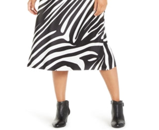 Saia midi alfani feminina com estampa de zebra, preta, tamanho 12
