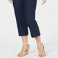 Calça Capri Feminina com Controle de Barriga e Botões JM Collection Azul Tamanho P