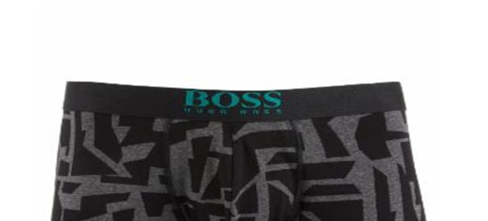 Calção de banho masculino Hugo Boss estampado preto tamanho médio
