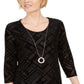 JM Collection Blusa de veludo feminina preta tamanho XX-G