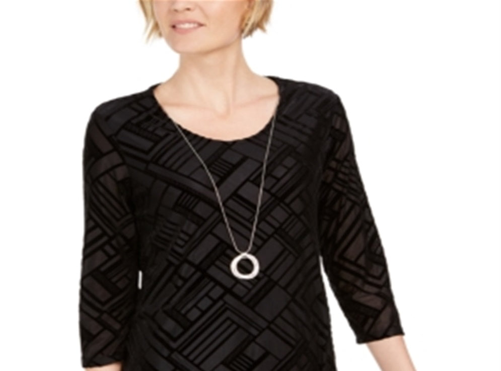 JM Collection Blusa de veludo feminina preta tamanho XX-G