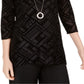 JM Collection Blusa de veludo feminina preta tamanho XX-G