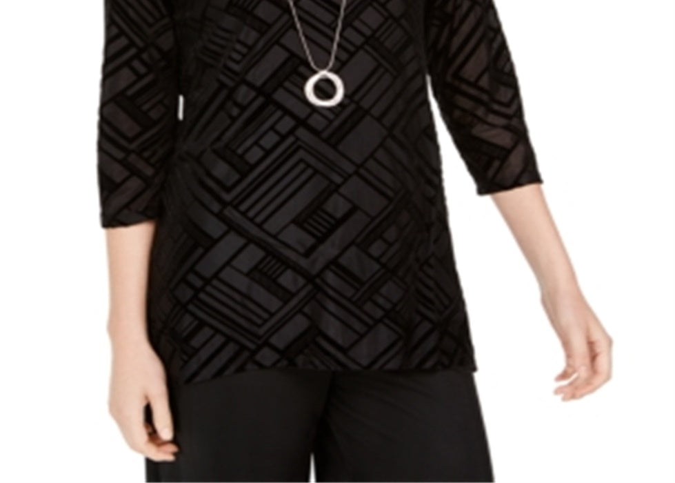 JM Collection Blusa de veludo feminina preta tamanho XX-G