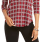 Blusa estampada Charter Club com pregas nos ombros, vermelha, tamanho 2XL