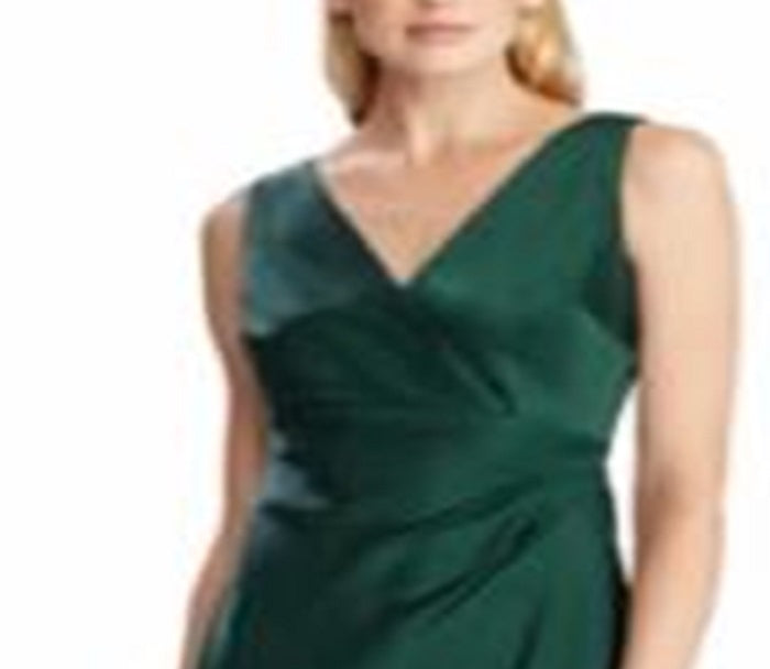 Vestido de festa de cetim Ralph Lauren feminino verde tamanho -18