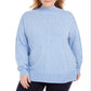 Karen Scott Suéter Feminino Gola Falsa Azul Tamanho 0X