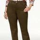 Calça feminina estilo &amp; co com controle de barriga, perna reta, verde, tamanho 10 S