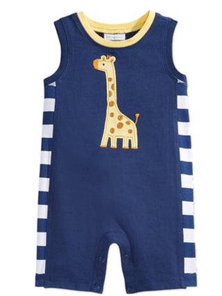 Macacão Girafa de Algodão para Bebê Menina First Impressions Azul Tamanho 0-3M