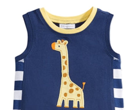 Macacão Girafa de Algodão para Bebê Menina First Impressions Azul Tamanho 0-3M