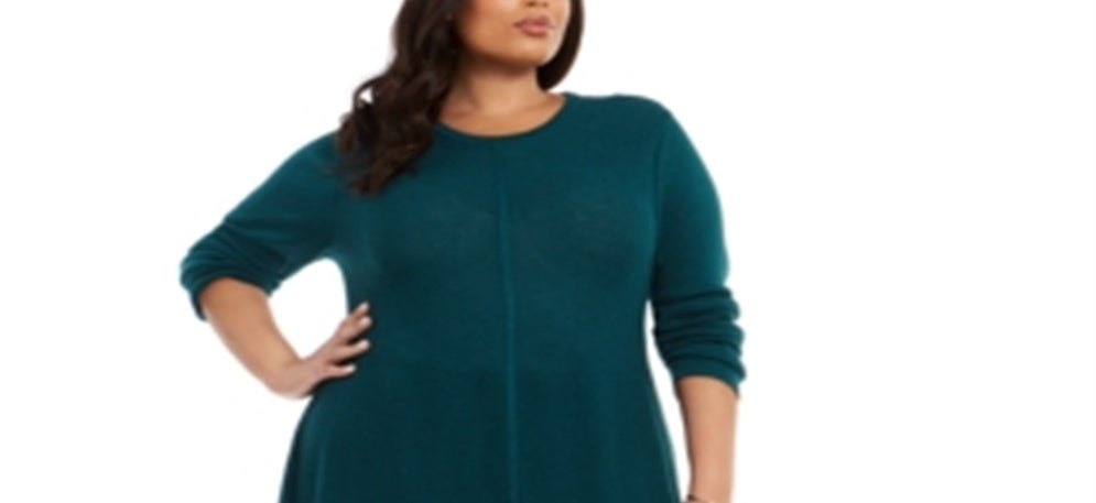 Suéter túnica feminino com costura frontal plus size verde Style &amp; Co -0X
